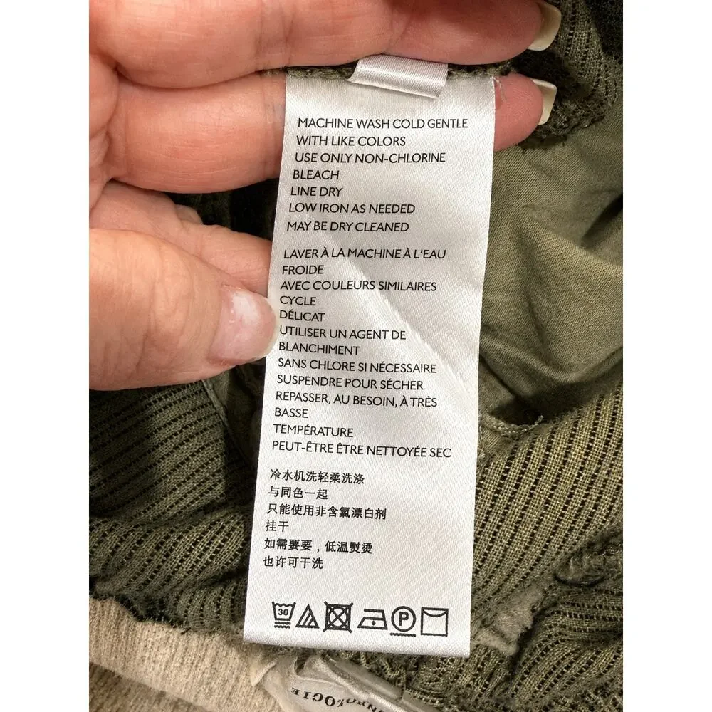 Anthropologie Olive Green Linen Blend Tie Waist Wide Leg Crop Pants Small ✨ 🫒🌿 - Picture 10 of 16